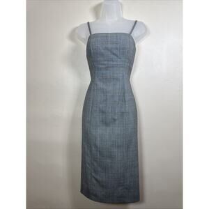 VTG Express Dress Midi 90s Y2K Plaid Spaghetti Strap Sexy Preppy Wool Blend